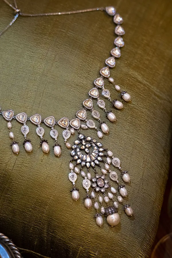 Flower Zirconia Pearls Pendant Necklace