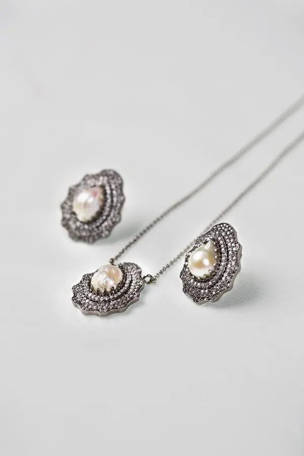 Silver & White Stud Earrings