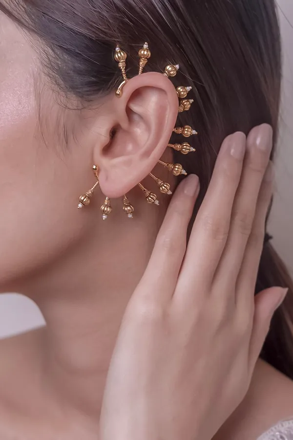 Golden Gold Bead Earcuffs