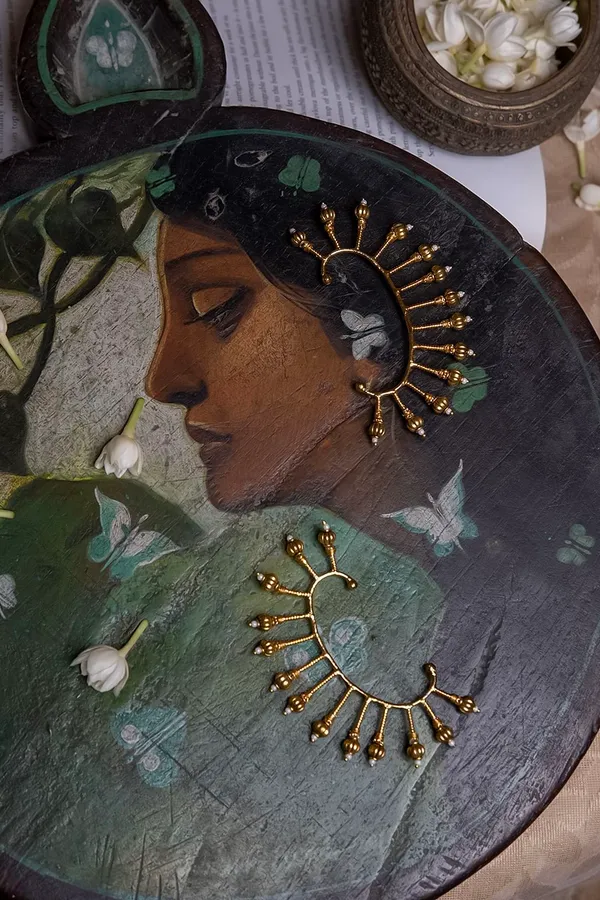 Golden Gold Bead Earcuffs