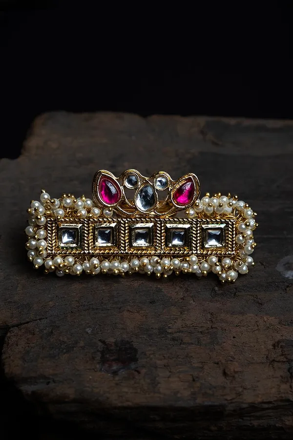 Gold & White Pink Petal Pearls Ring