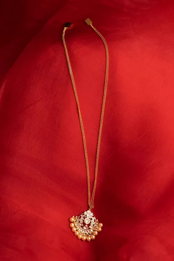 Golden Kundan Pearls Pendant Necklace