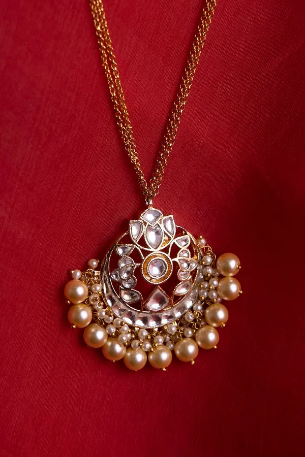 Golden Kundan Pearls Pendant Necklace