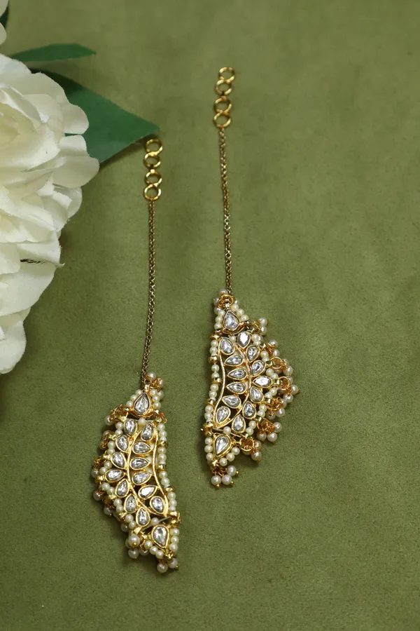 Gold & White Pearls Earcuffs