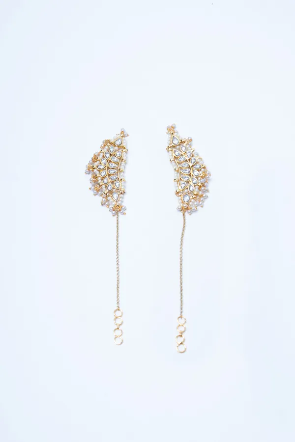 Gold & White Pearls Earcuffs