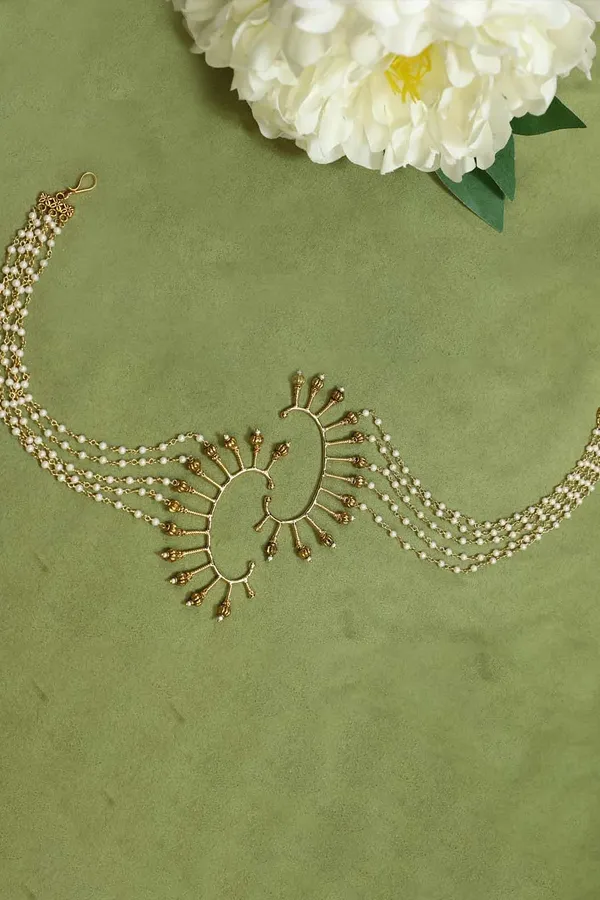 Golden Gold Bead Earcuffs With Attached Saharas