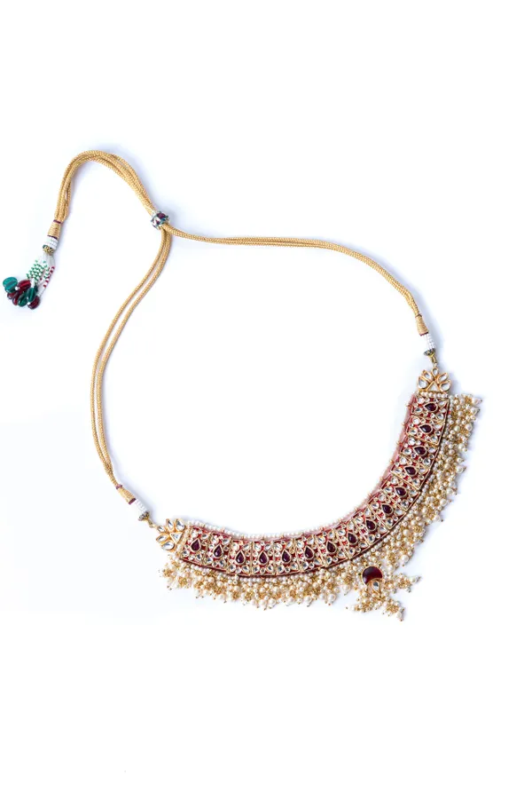 Red Meena Kundan Choker Necklace
