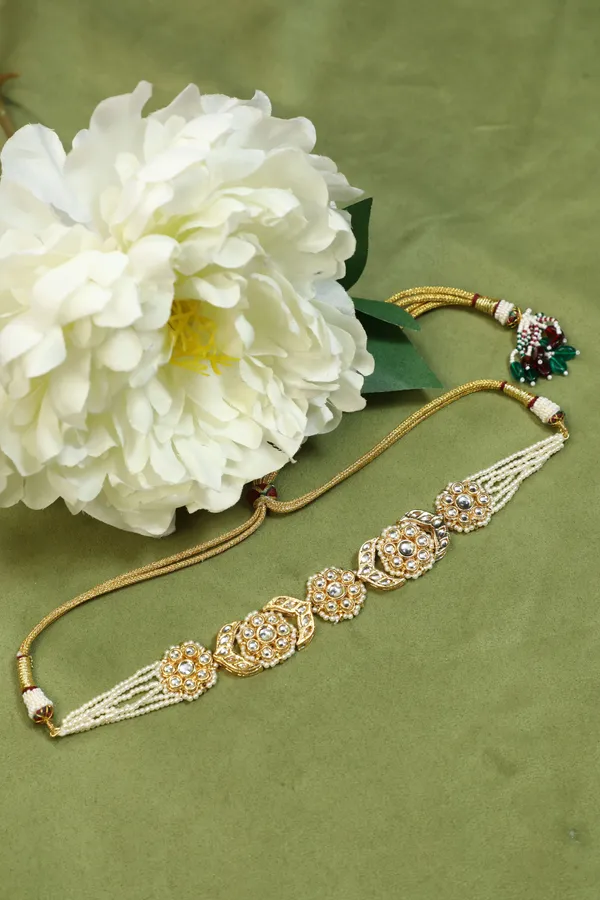 Golden Flower Kundan Choker Necklace