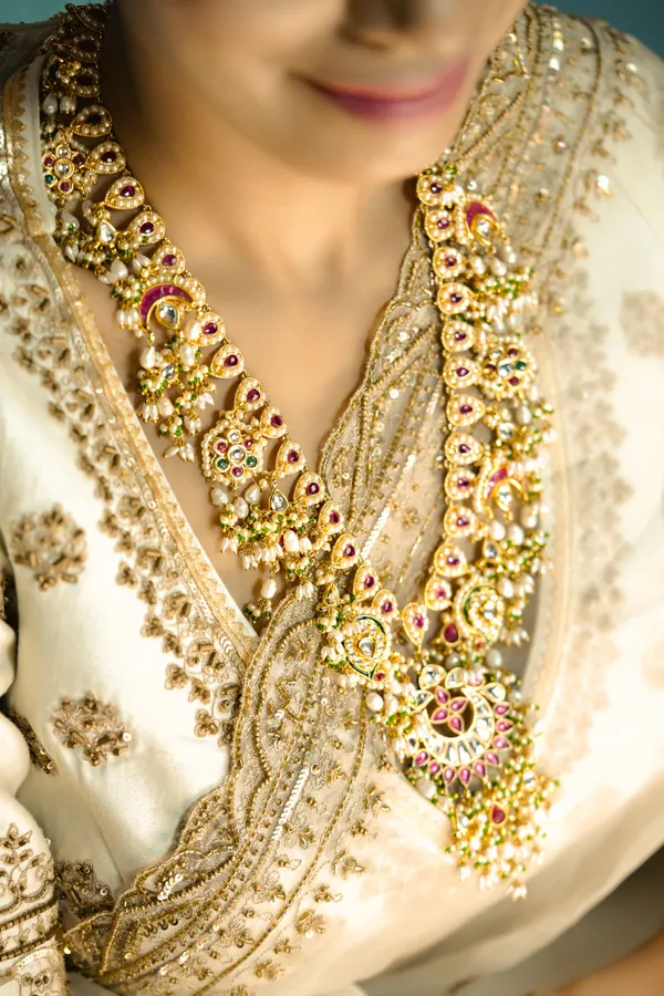 Statement Red Green Meena Kundan Necklace