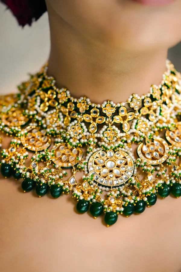 Statement Gold & Green Passion Choker Necklace