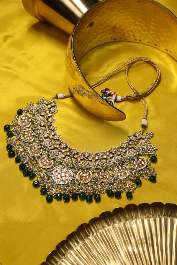 Statement Gold & Green Passion Choker Necklace