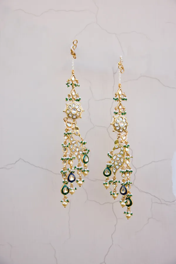 Green Meena Ethnic Kundan Earrings