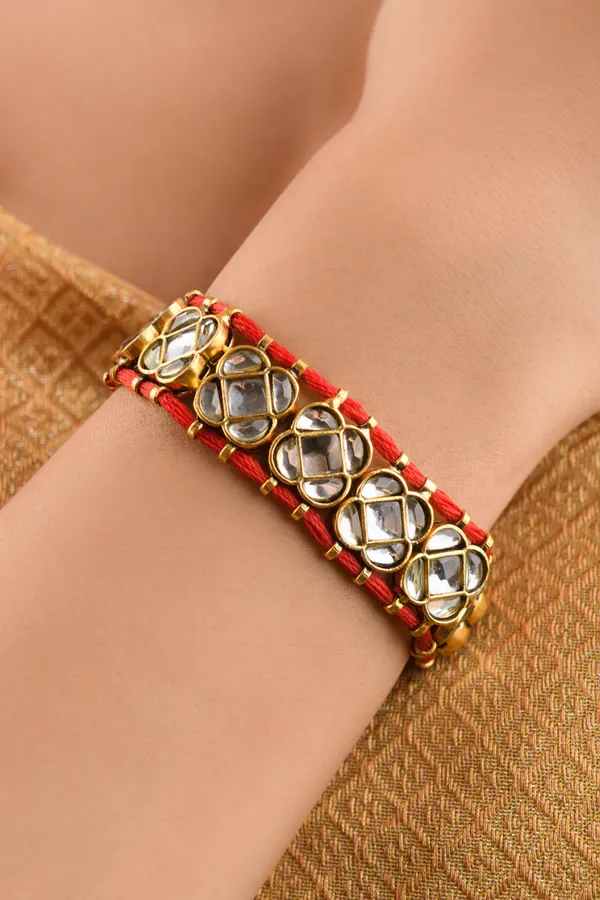 Mirror Gold Kundan Bracelet
