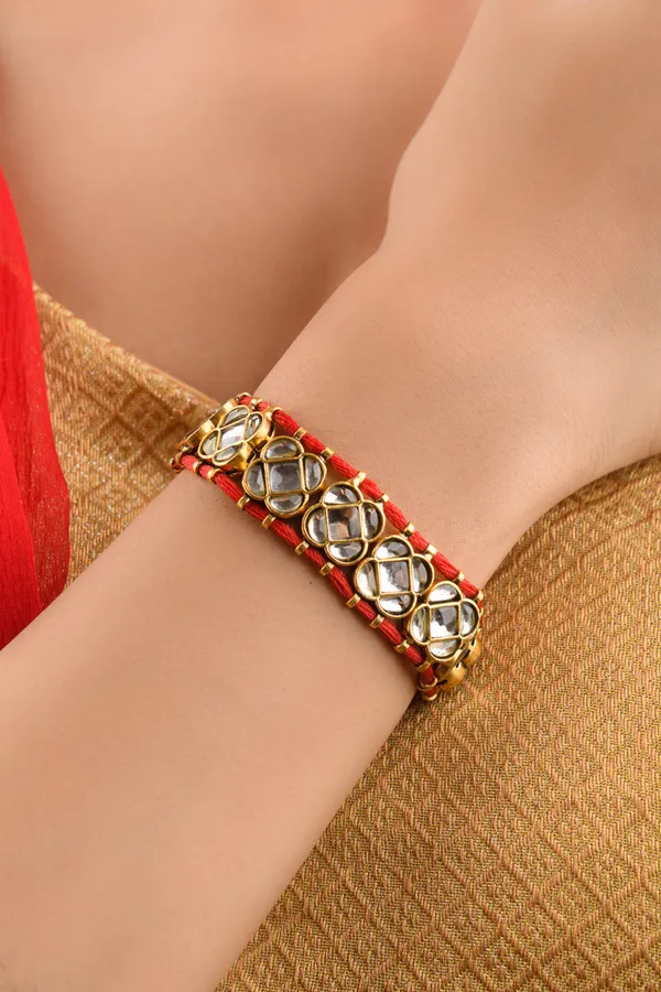 Mirror Gold Kundan Bracelet