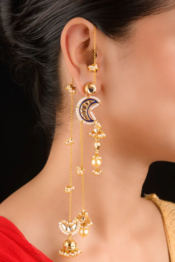 Green Meena Chand Jhumki Dangler Earrings