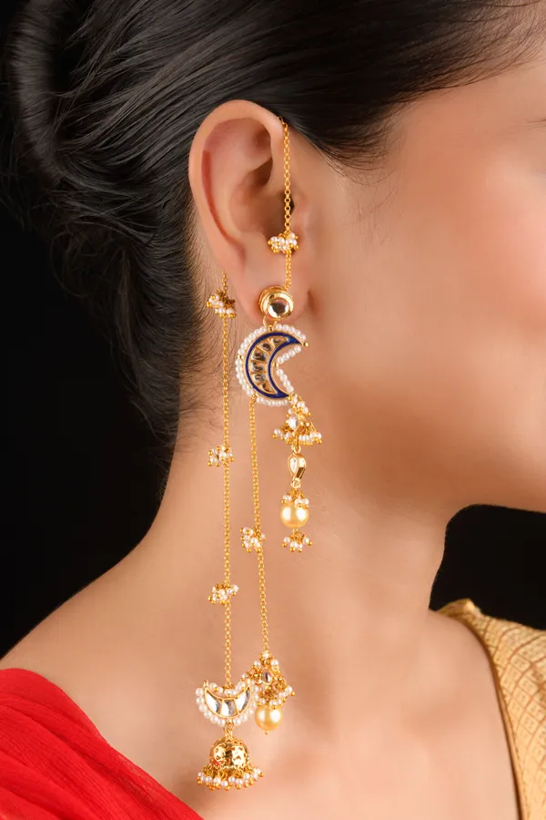 Green Meena Chand Jhumki Dangler Earrings