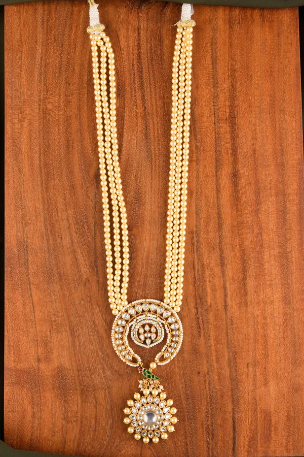 Ethnic Red & Green Kundan Gold White Rani Haar