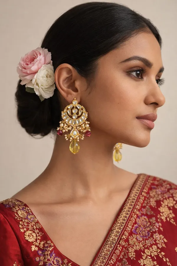 Gold White Tourmaline & Citrine Drop Dangler Earrings