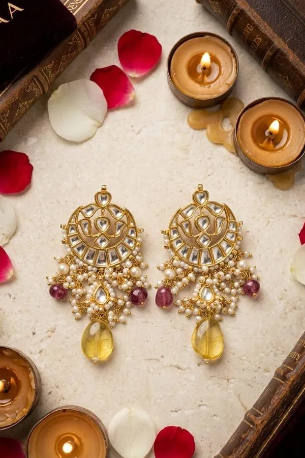 Gold White Tourmaline & Citrine Drop Dangler Earrings