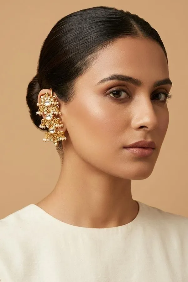 Dual Tone Pearls Earcuffs