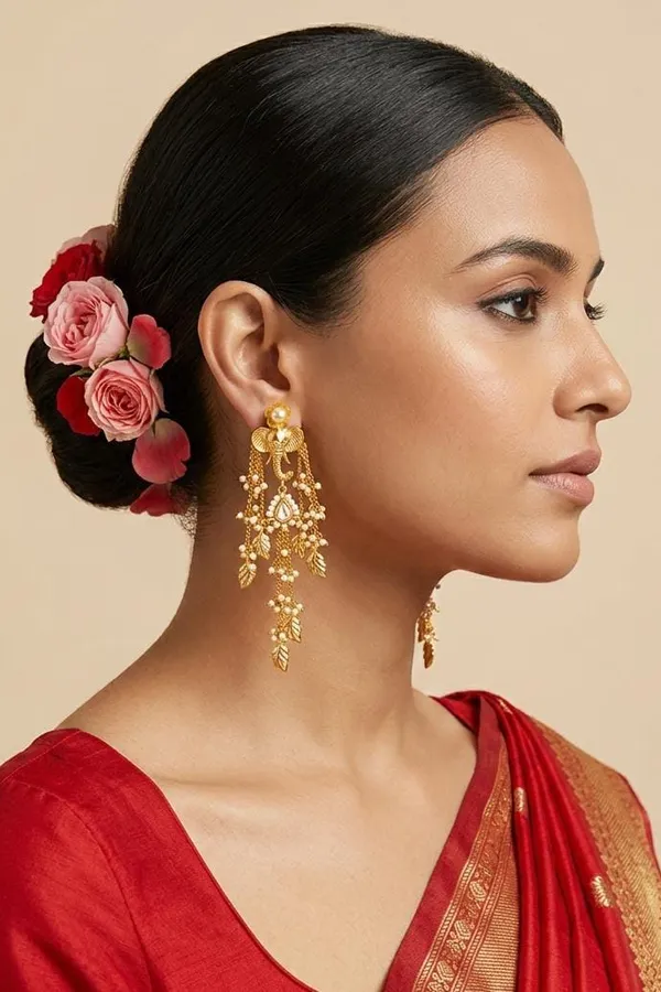 Ethnic Gold Finish Kundan Dangler Earrings