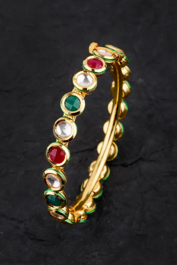 Polka Plant Kundan Bangles