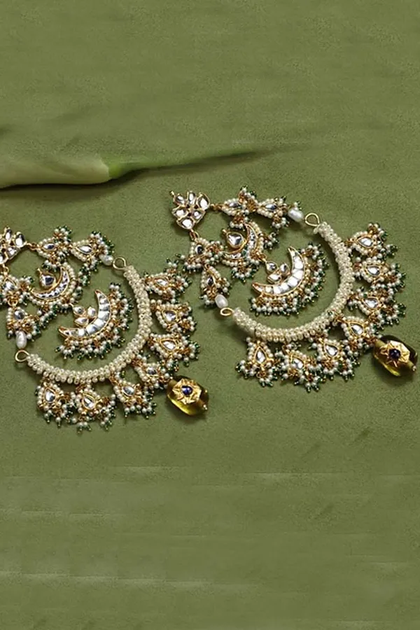 Statement Chand Biya Chandbali With Yellow Citrine Drop