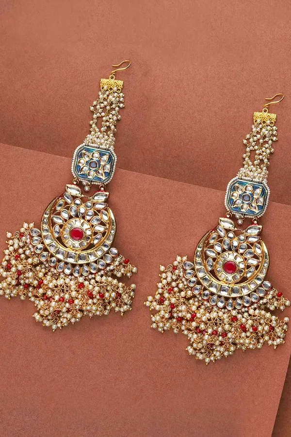 Anarkali Kundan & Pearls Chandbali Earrings