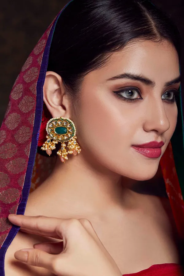 Green Pink Moonstone Earrings