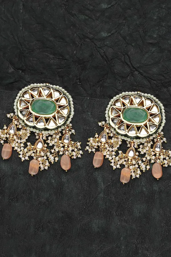 Green Pink Moonstone Earrings