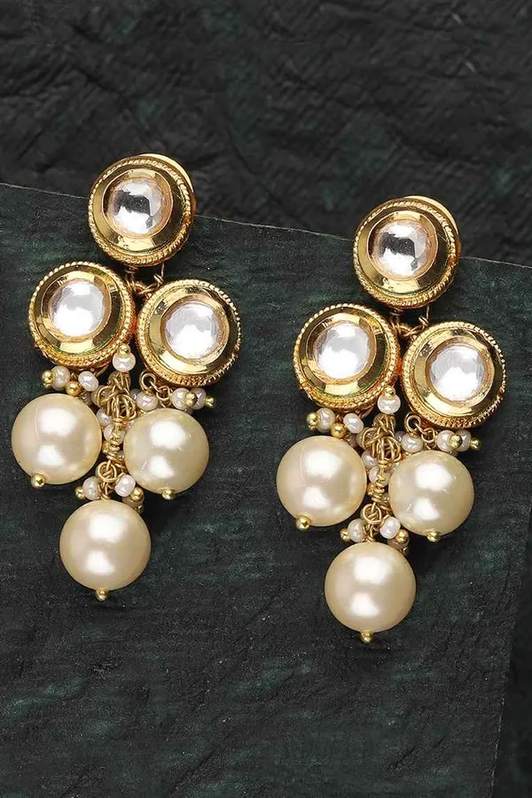 Pearl Triad Kundan Earrings