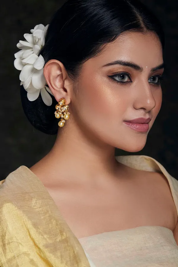 Pearl Triad Kundan Earrings