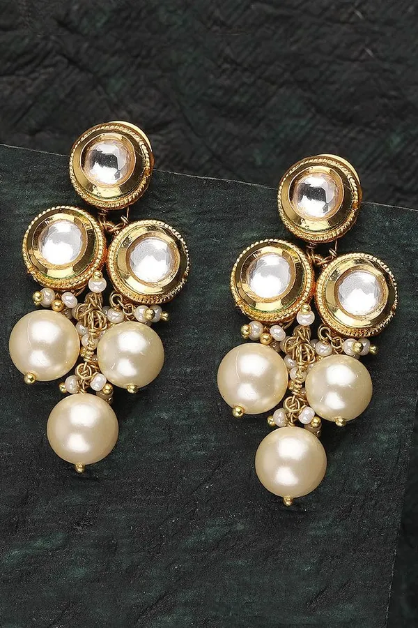 Pearl Triad Kundan Earrings