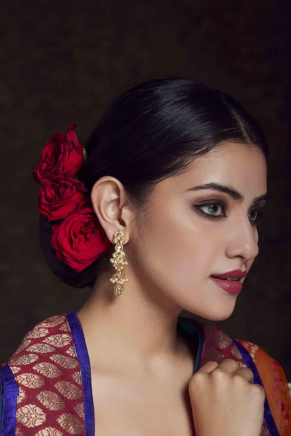 Kundan Decor Barium Pearls Earrings