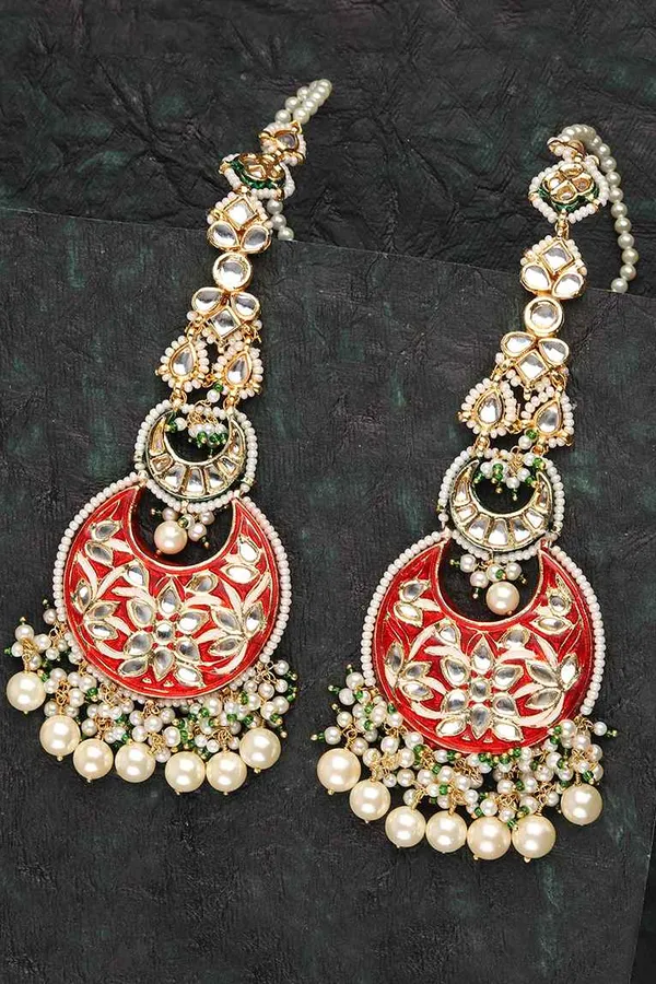 Statement Red Chandbali Earrings