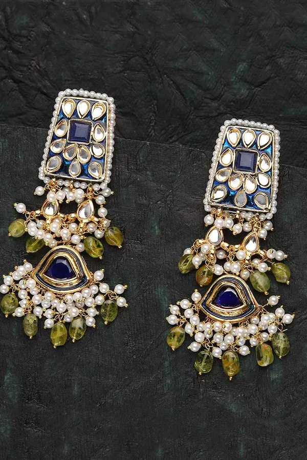 Royal Blue Olive Green Earrings