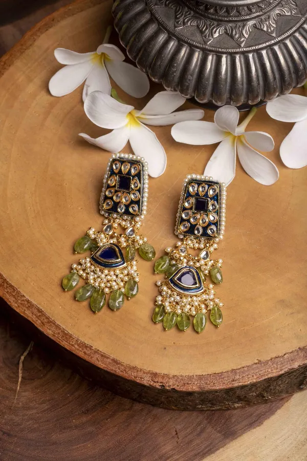 Royal Blue Olive Green Earrings