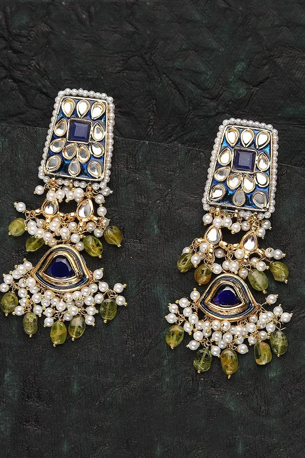 Royal Blue Olive Green Earrings