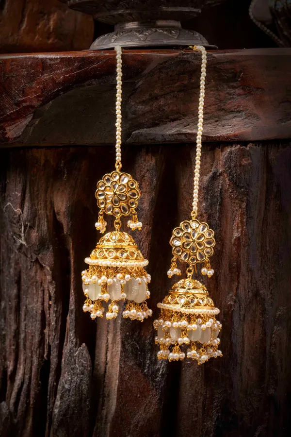 Barium Floral Gold Finish Jhumki Earrings