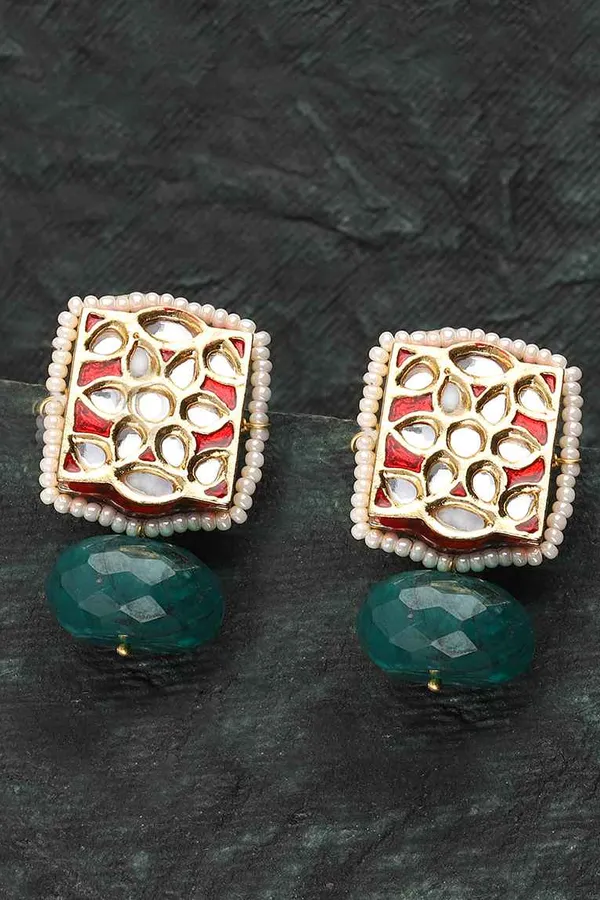 Marron Mist Green Stone Earrings