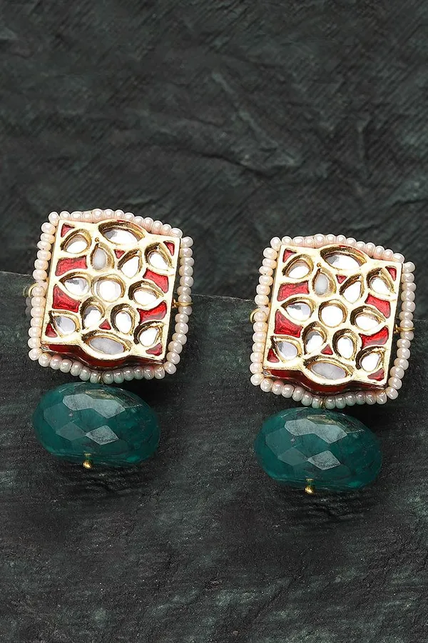 Marron Mist Green Stone Earrings