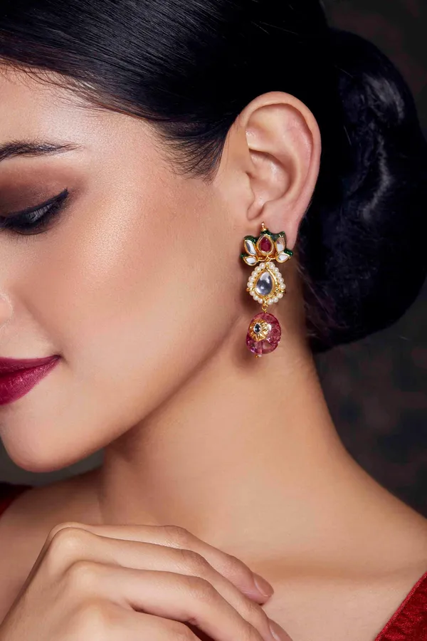 Lotus Tourmaline Drop Earrings