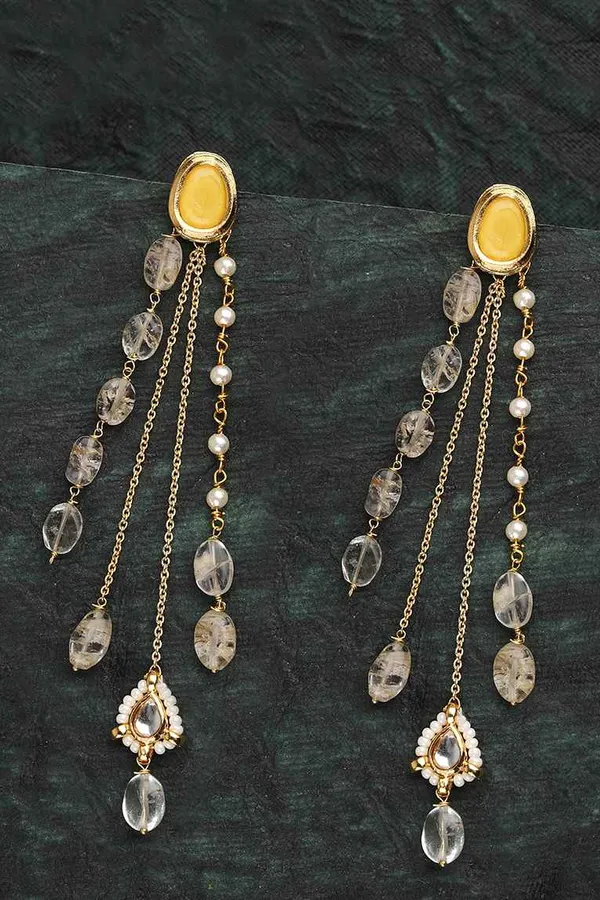 Yellow Citrine Drop Multi Strand Earrings