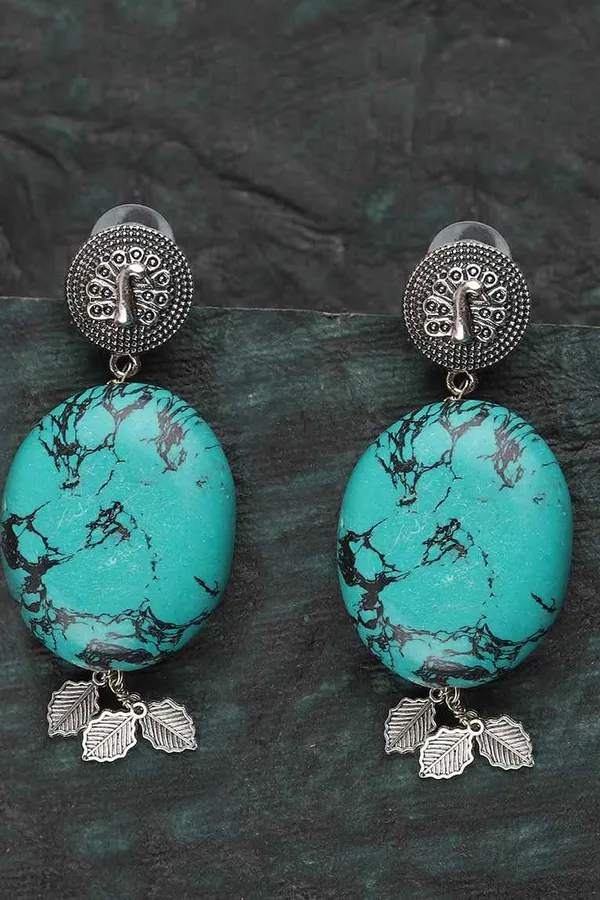 Turquoise with Silver Detail Dangler Earrings