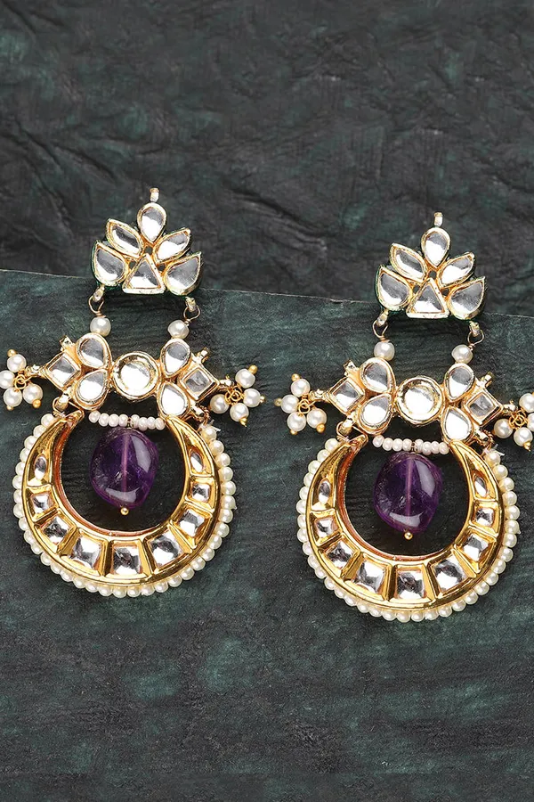 Purple Crescent Drop Earrings