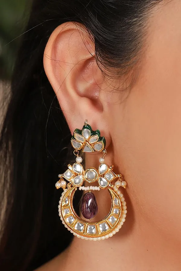 Purple Crescent Drop Earrings