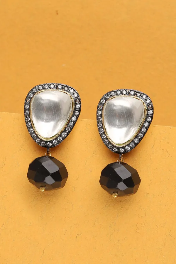 Black Bottom Zirconia Earrings