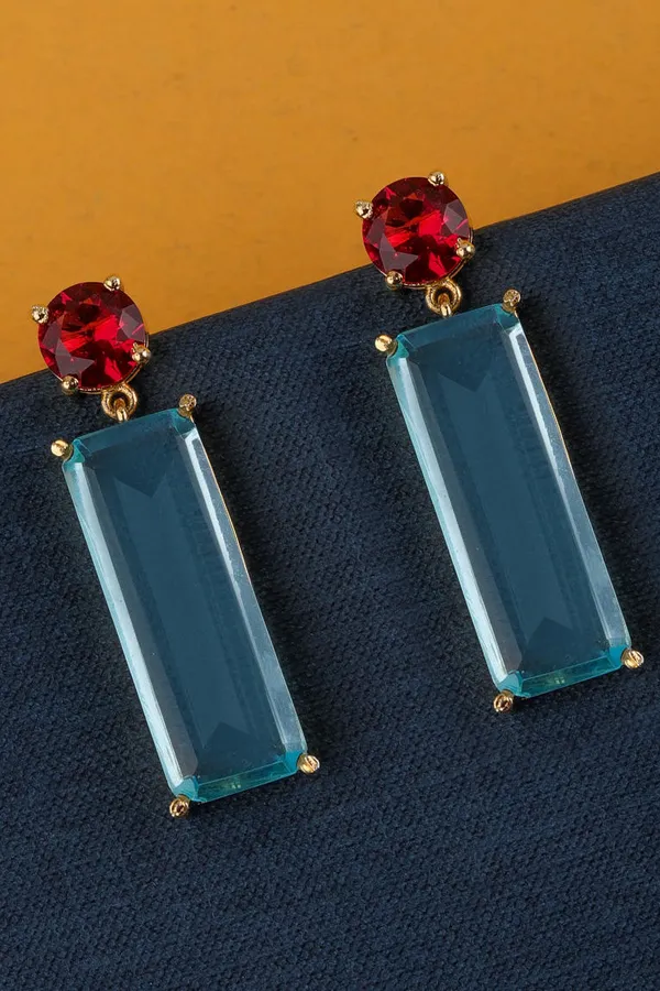Red & Blue Stones Dangler Earrings