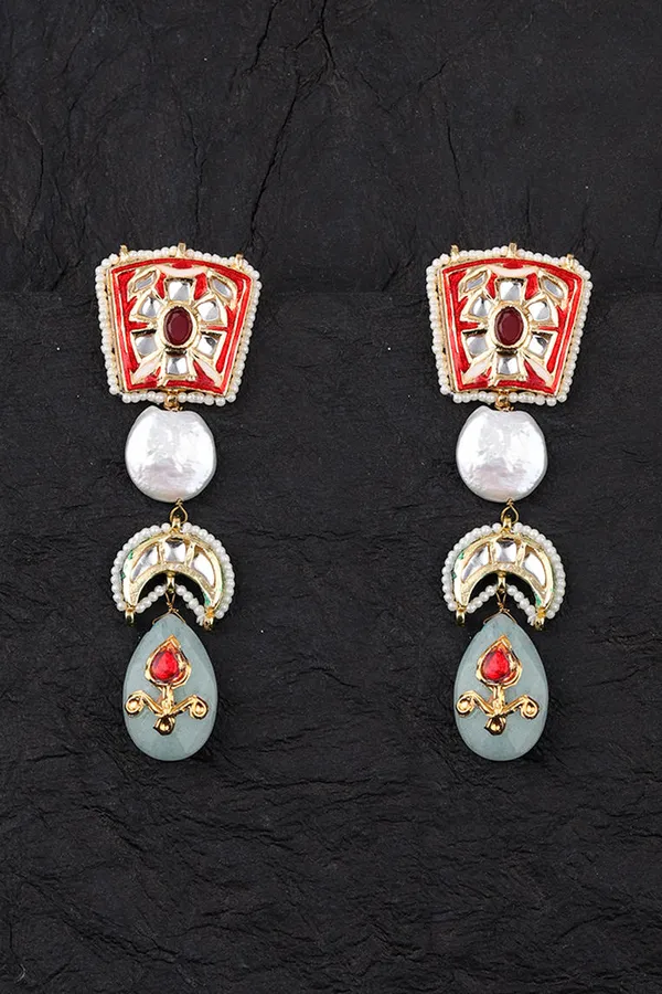 Red Omen Pastel Blue Drop Earrings