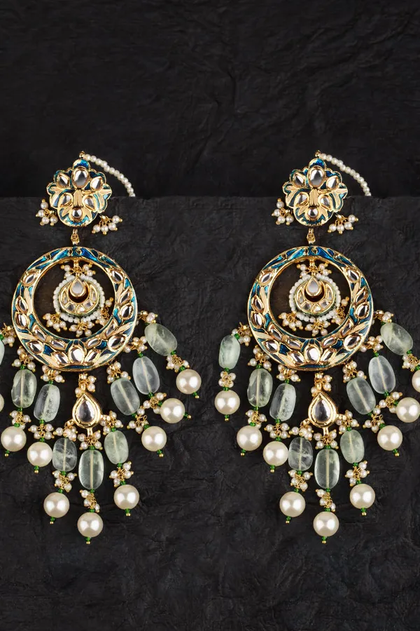 Elaborate Blue Meenakari Earrings